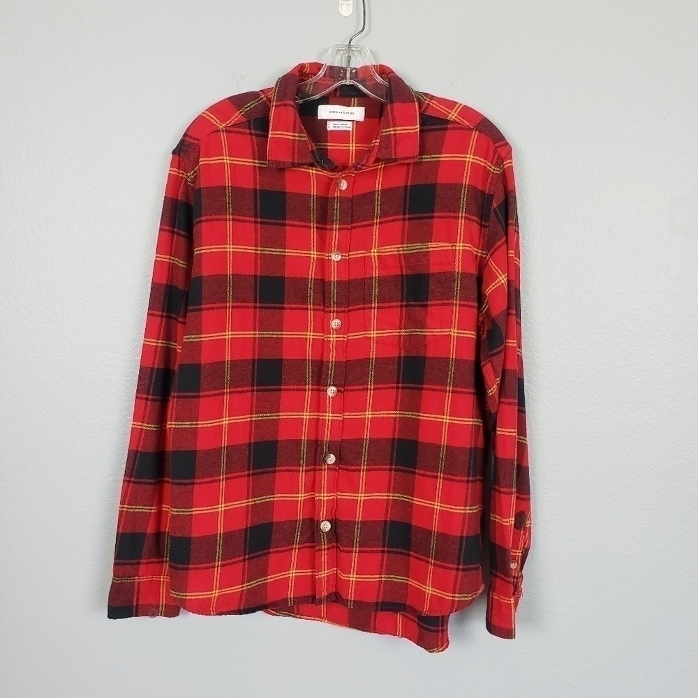 URBAN OUTFITTERS Men's Plaid Flannel Button Down Shirt Red Black Sz M